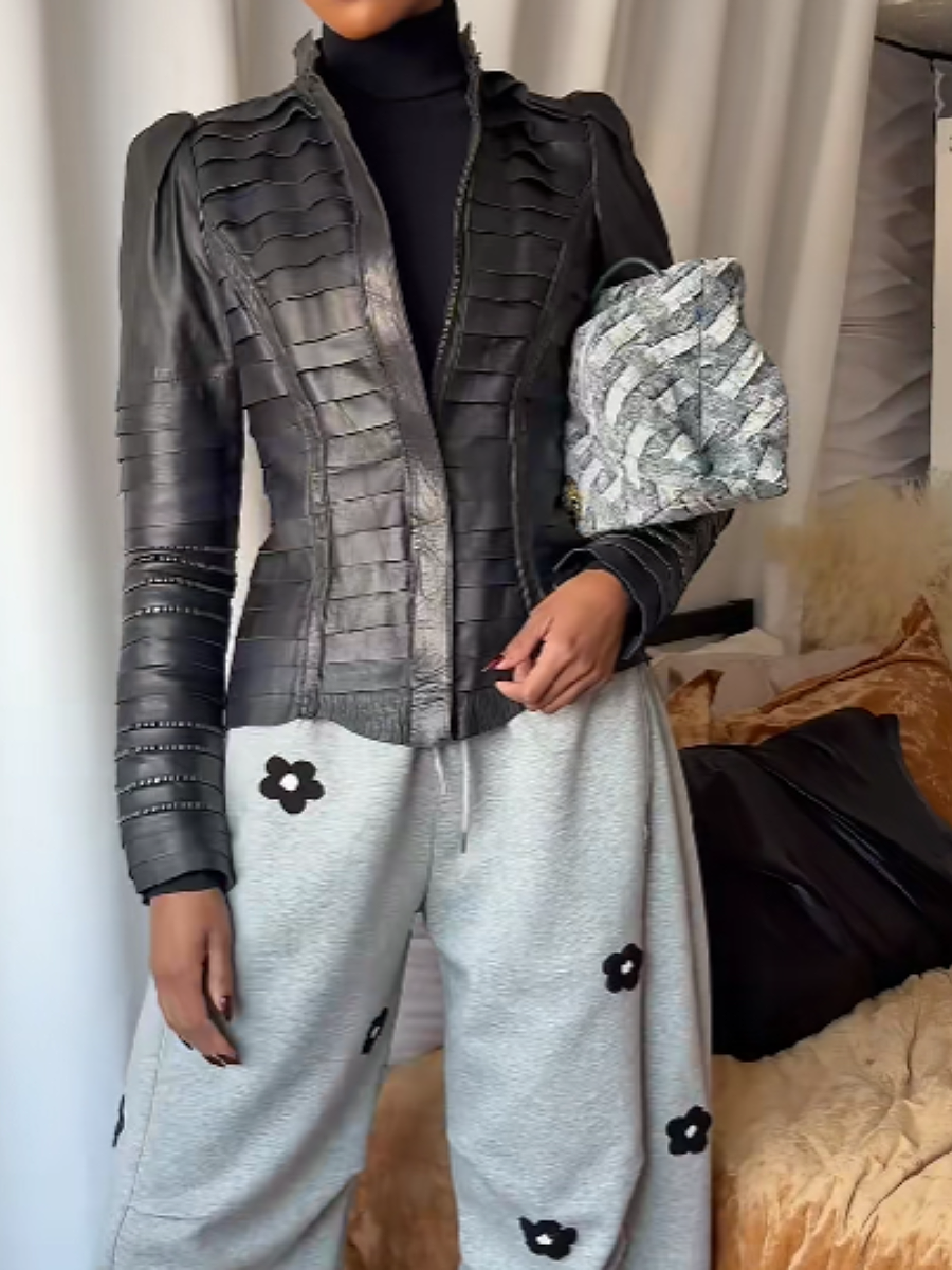 Leather Laminated Design Coat