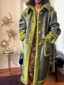 Leather Plush Trim Coat