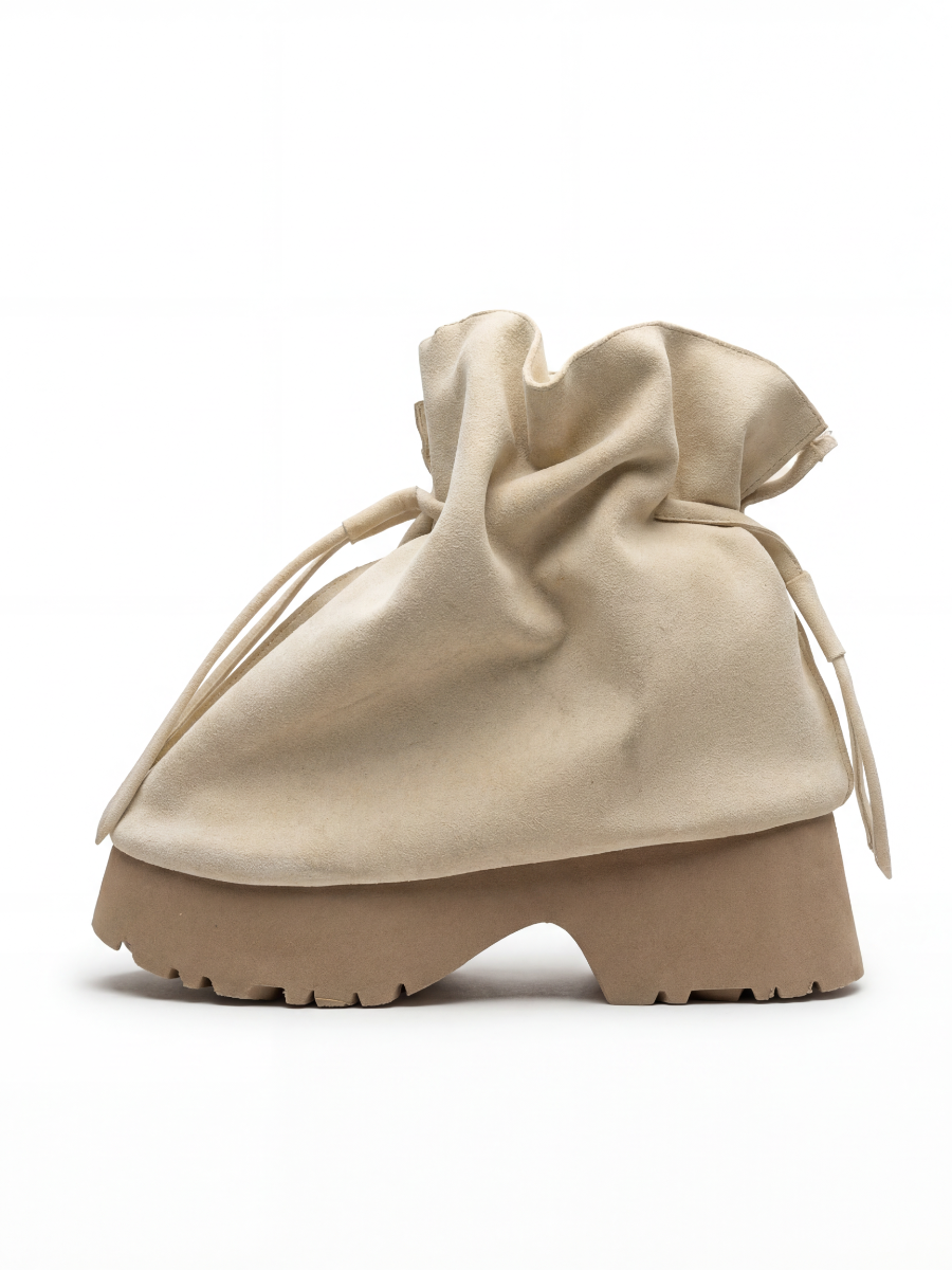 Suede Adjustable Elastic Cord Boots