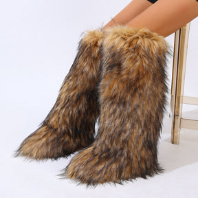 Mid-calf Fox Fur Boots