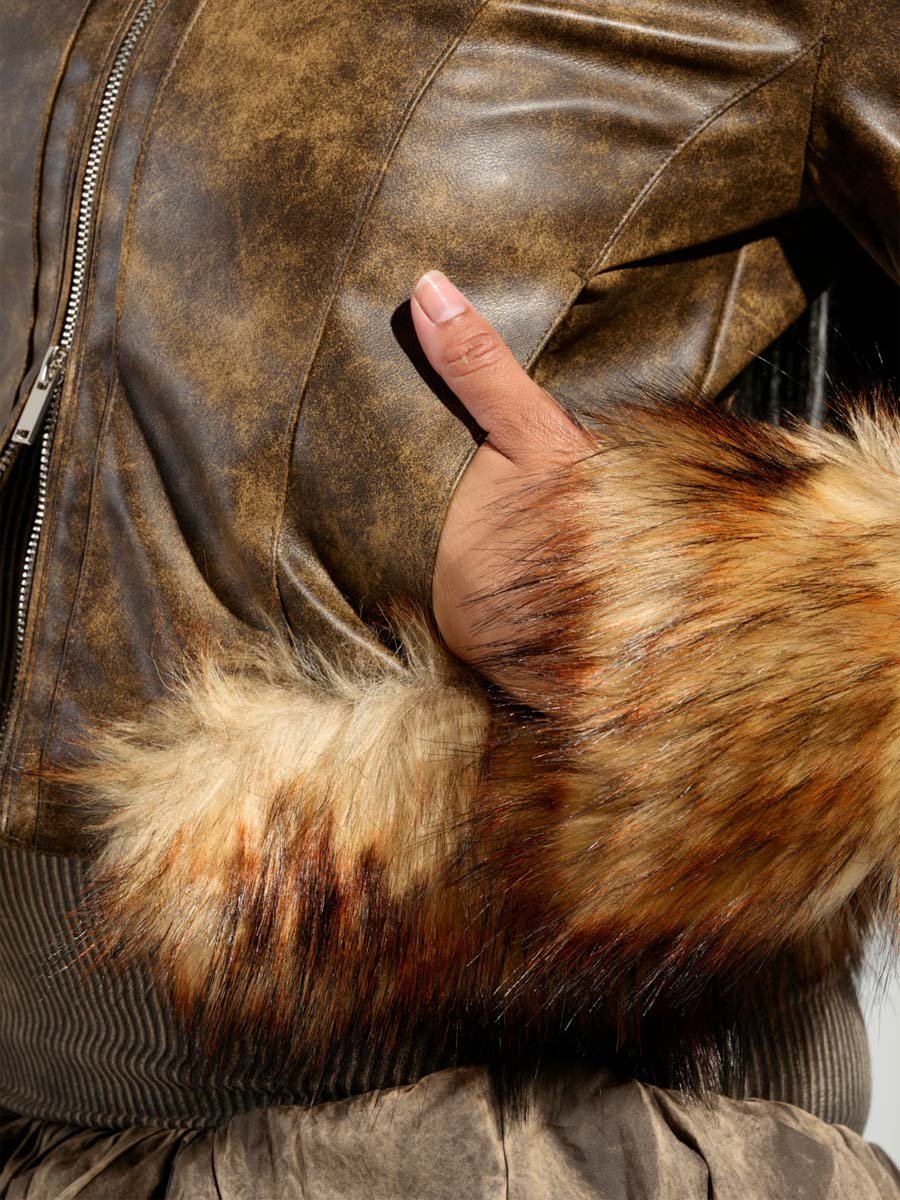 FUR TRIM MOTO JACKET