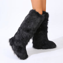 Mid-calf Fox Fur Boots