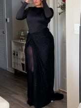 Premium Long Sleeve Contrast Textured Maxi Dress