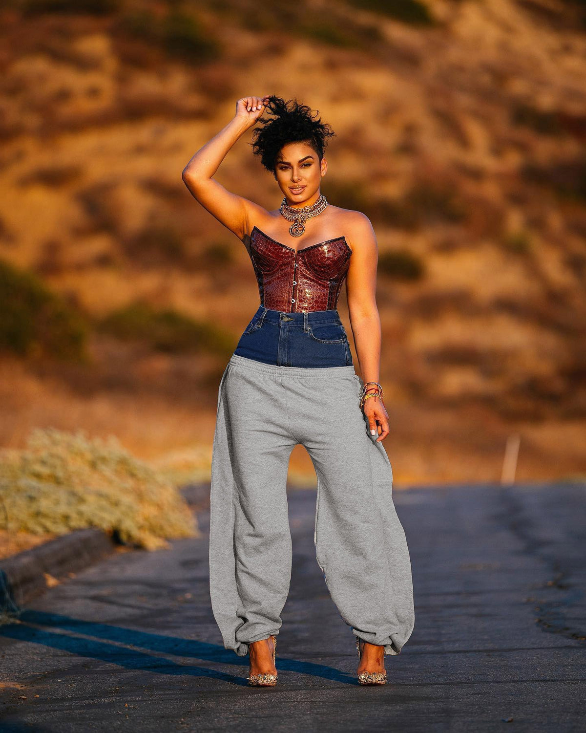 Denim Knitted Pants