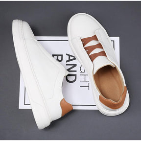 Men's Genuine Leather Slip-On Casual Sneakers