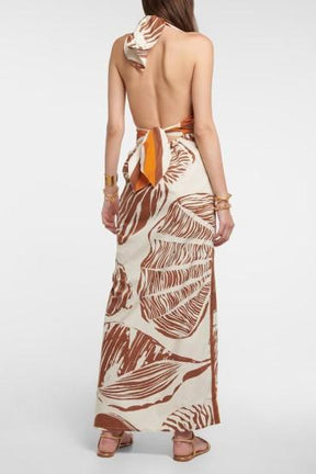 HALTER NECK WAIST CASUAL MAXI DRESS