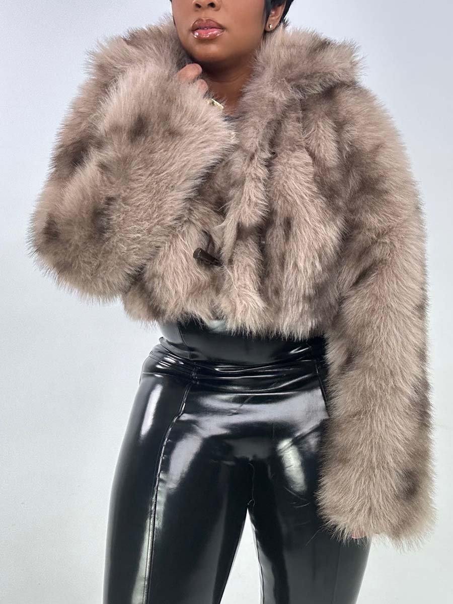 Brown Cropped Faux Fur