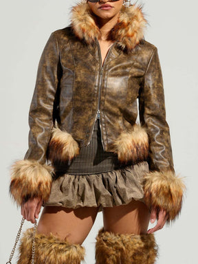 FUR TRIM MOTO JACKET