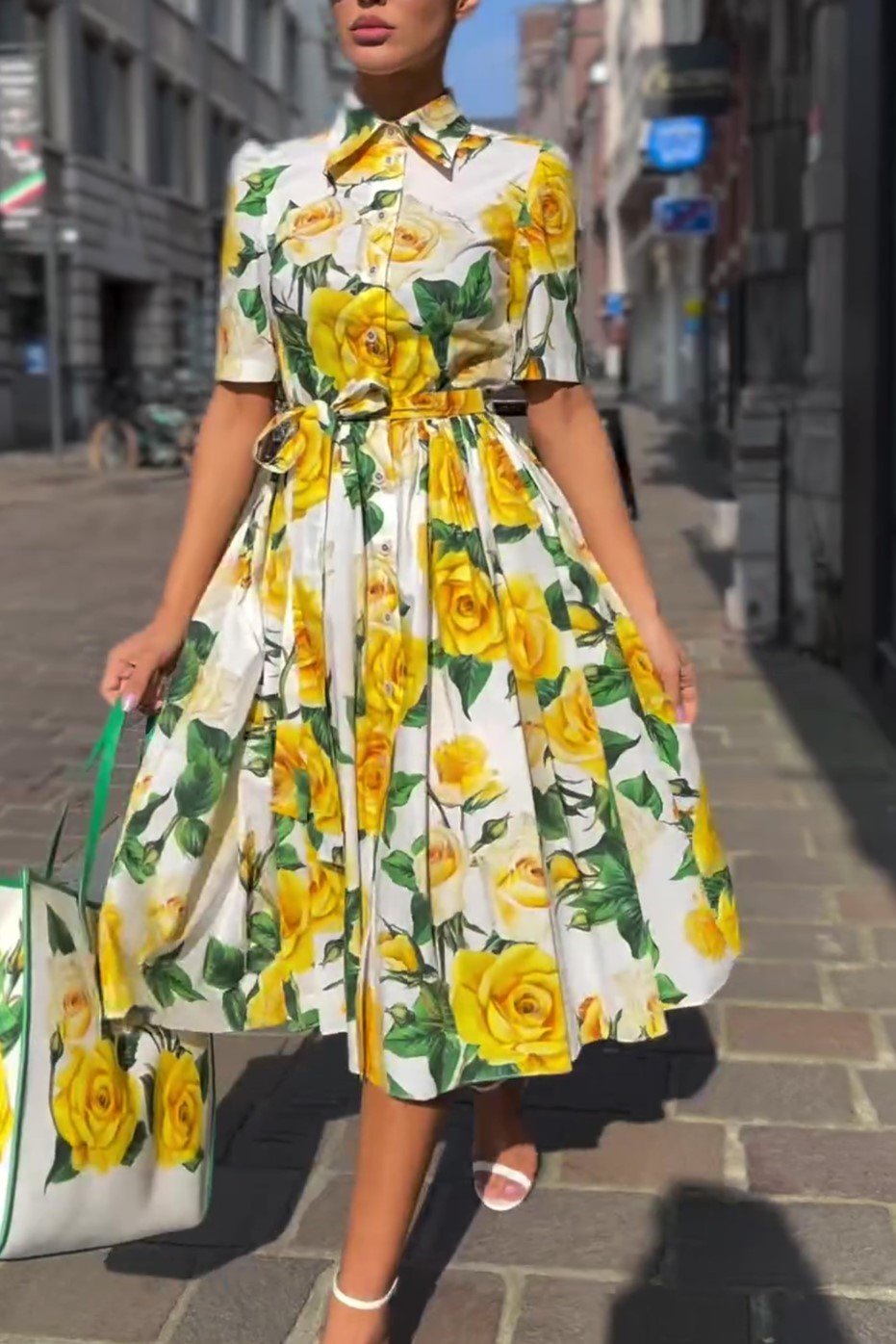 YELLOW FLUFFY MIDI DRESS