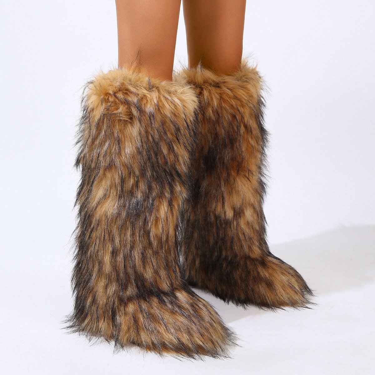 Mid-calf Fox Fur Boots