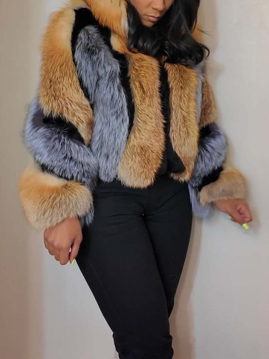 Patchwork Faux Fur Jacket