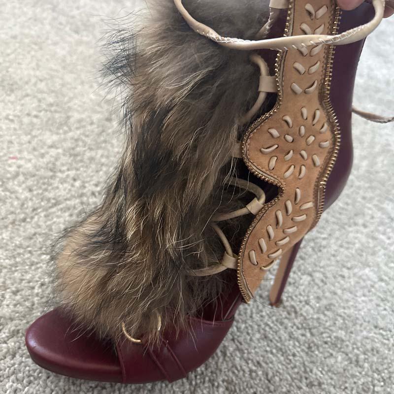 FAUX FUR MULTI MATERIAL SANDAL