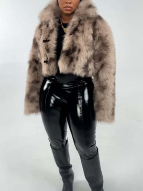 Brown Cropped Faux Fur