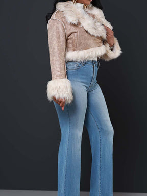 Double Shot Faux Fur Cropped Jacket