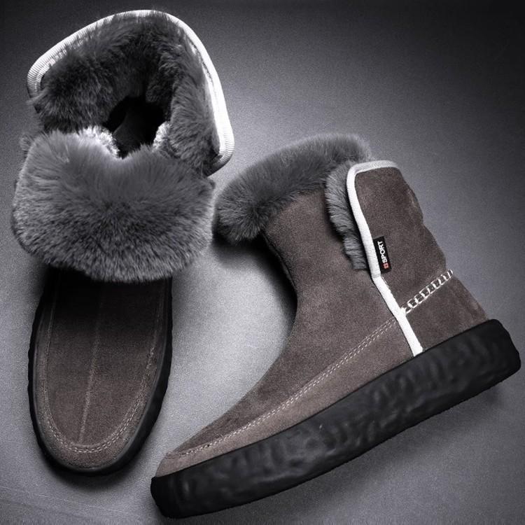 Men's Winter Warm Fleece Thickened Genuine Leather High-Top Casual Boots