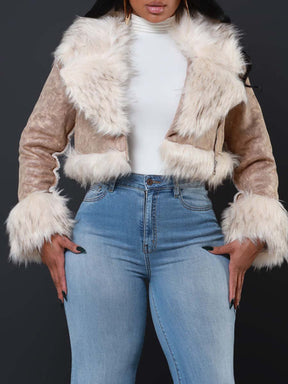 Double Shot Faux Fur Cropped Jacket