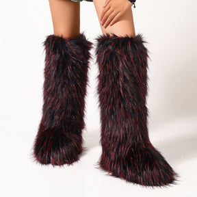 Mid-calf Fox Fur Boots