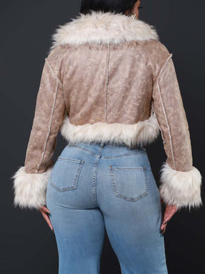 Double Shot Faux Fur Cropped Jacket