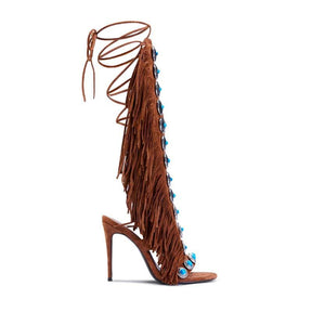 FRINGE LACE UP SANDAL