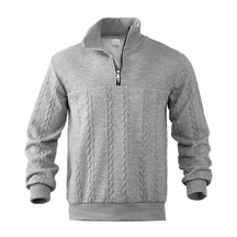 Casual Stand Collar Zipper Pullover Loose Knitted Jacquard Sweatshirt