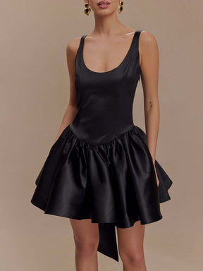 Satin Mini Dress With Bow