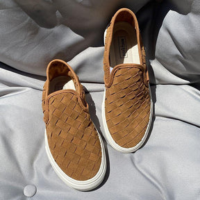 Woven Vintage Brown Low-Top Slip-On Slip-On Shoes