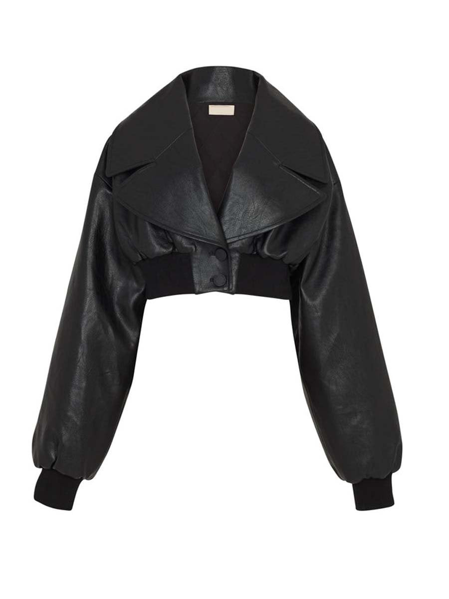 REVERSIBLE FAUX LEATHER BOMBER