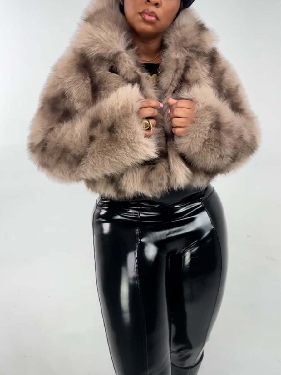 Brown Cropped Faux Fur