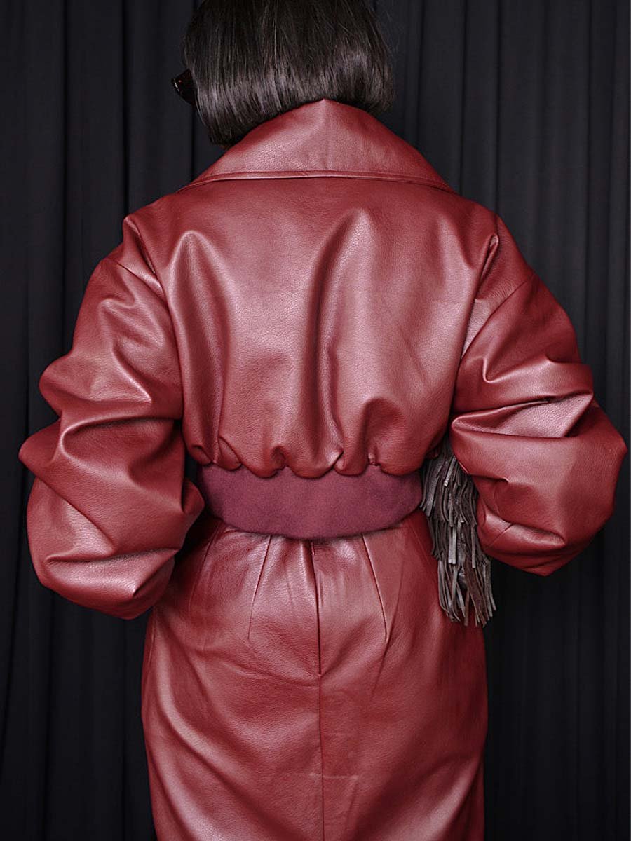 REVERSIBLE FAUX LEATHER BOMBER