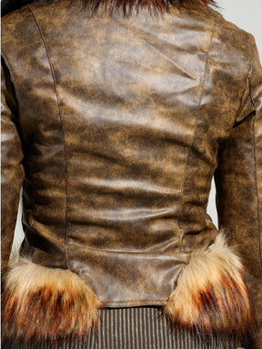 FUR TRIM MOTO JACKET