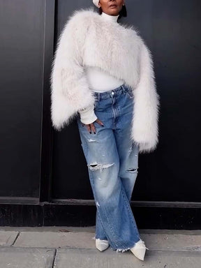 FAUX FUR SWEATSHIRT