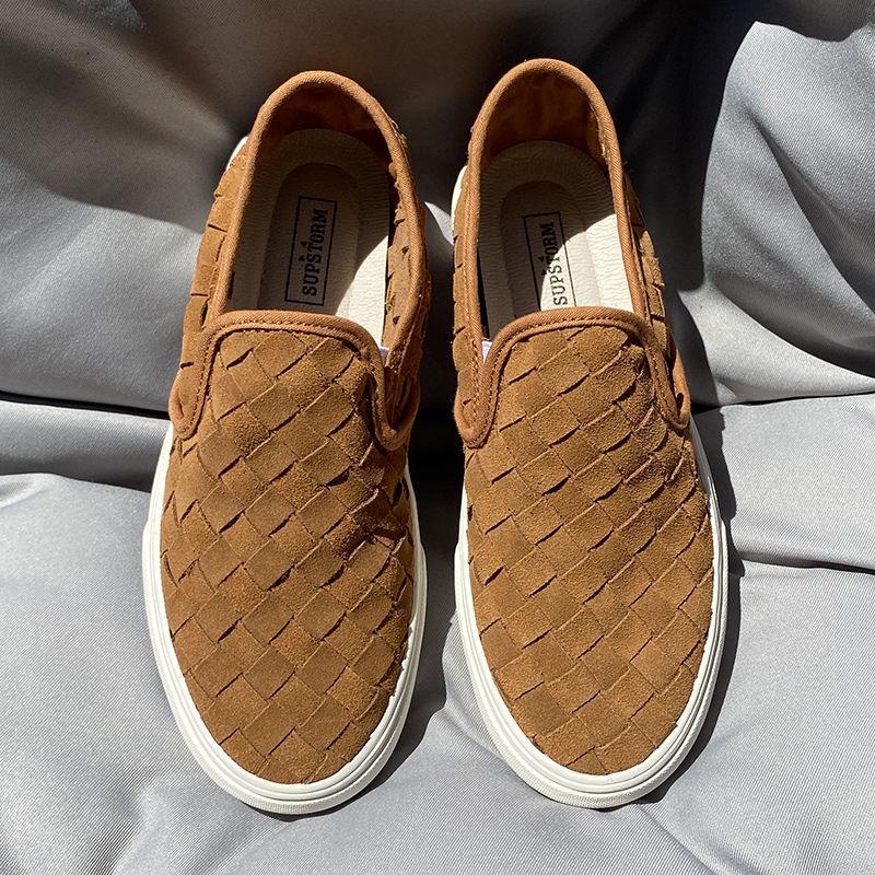 Woven Vintage Brown Low-Top Slip-On Slip-On Shoes