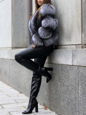 FAUX FUR LEATHER JACKET