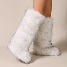 Mid-calf Fox Fur Boots