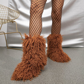 Faux Fur Mid Calf Boots