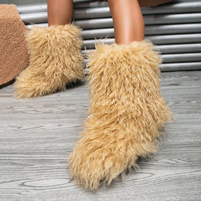 Faux Fur Mid Calf Boots