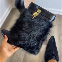 Fur Wedge Heel Boots