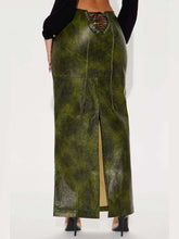 Faux Leather Green Maxi Skirt