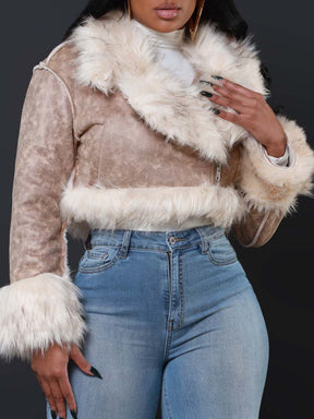 Double Shot Faux Fur Cropped Jacket