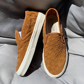 Woven Vintage Brown Low-Top Slip-On Slip-On Shoes