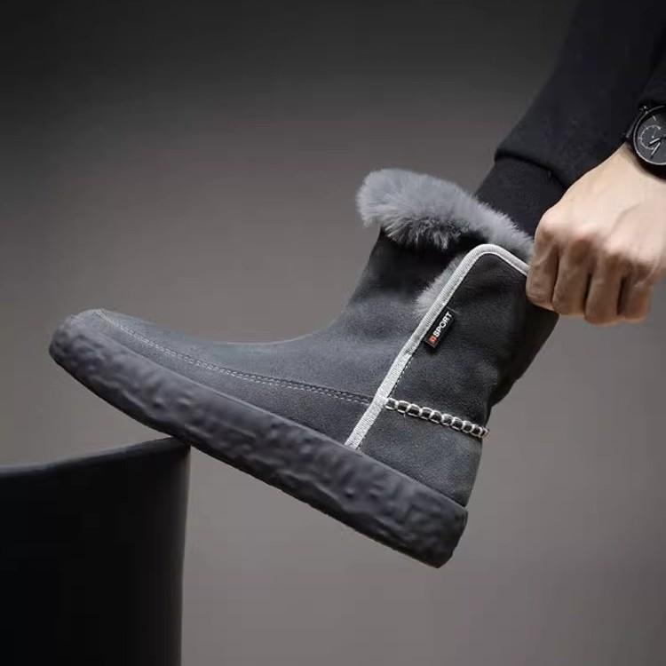 Men's Winter Warm Fleece Thickened Genuine Leather High-Top Casual Boots