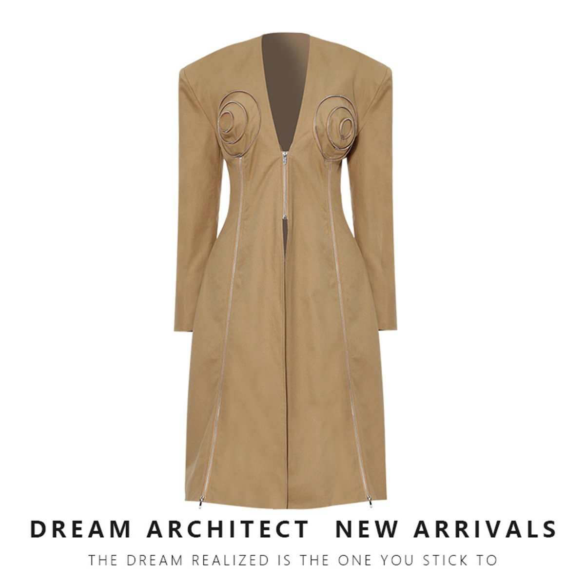 Stylish Zipper Jacket Dress