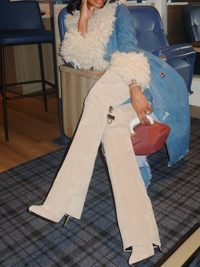 Denim Fur Long Jacket