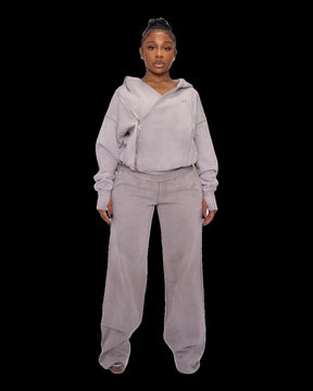 ASYMMETRICAL JACKET AND SWEATPANT SET